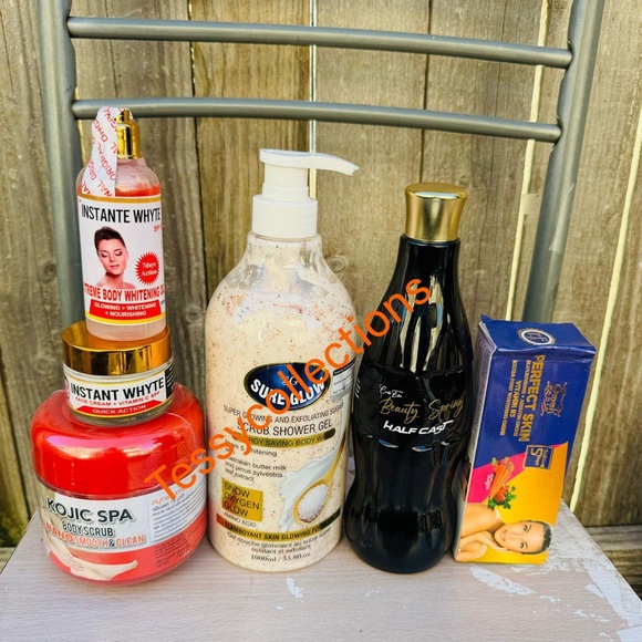 Sure glow shower gel, beauty spring , instant whyte oil, face cream scrub 6 in 1